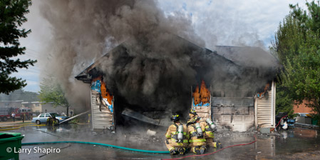 attached garage fire in Wheeling IL 9-7-12 Strong Avenue